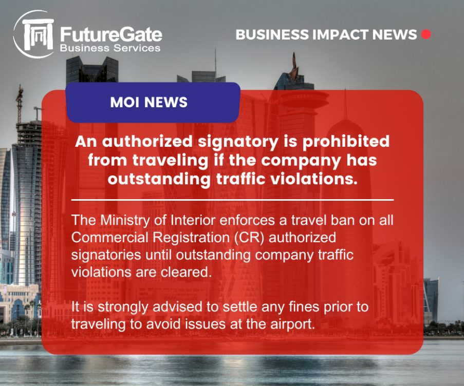 Travel Ban For All CR Authorized Signatories Until Outstanding Traffic Violations Are Cleared